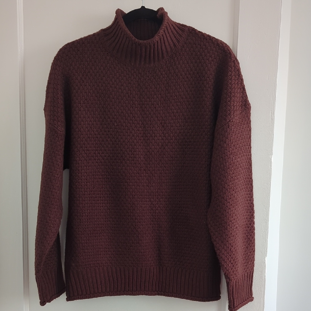 Women's Zesica Mock Neck Brown Knit Sweater Size L